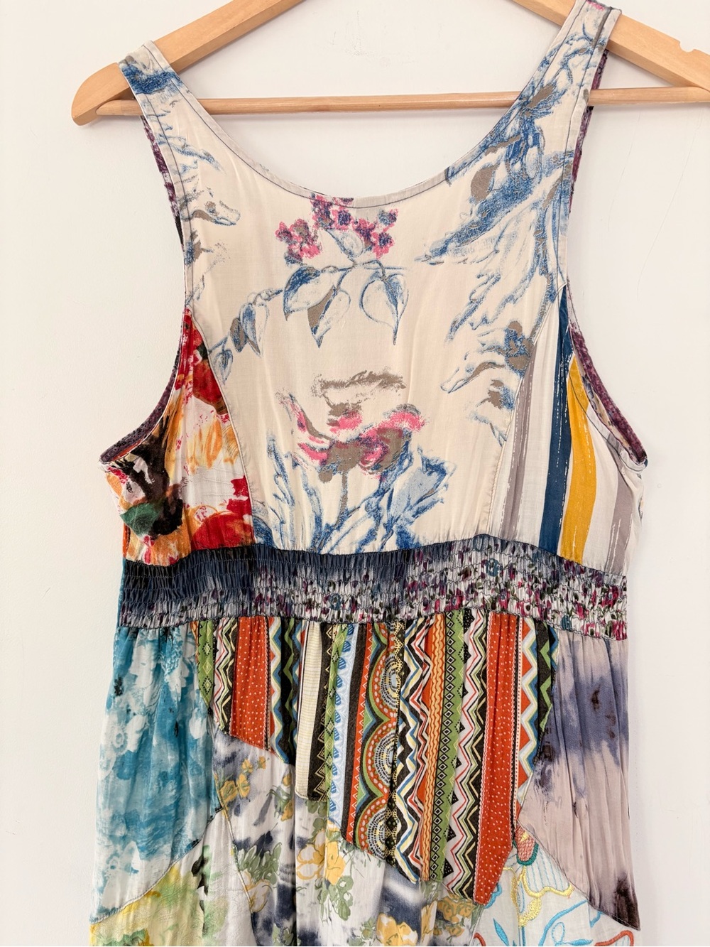 SACRED THREADS L Patchwork Dress Multicolor Boho Embroidered Floral Festival - Picture 10 of 14
